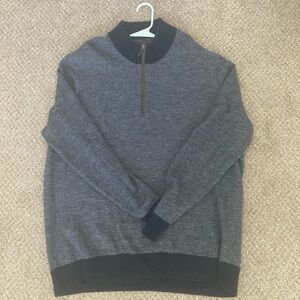 UNTUCKit Belguardo Jacquard 1/4 Zip Sweater Men’s 3XL Navy 100% Merino Wool